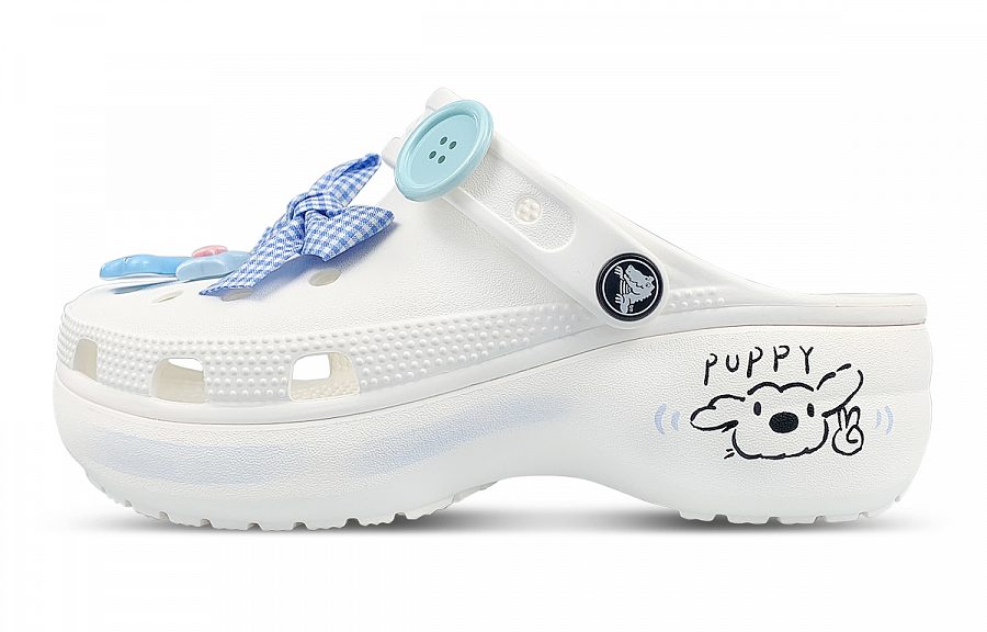 Crocs Classic Platform Clog Classic Cloud Clog Vintage Clogs Women's White Blue