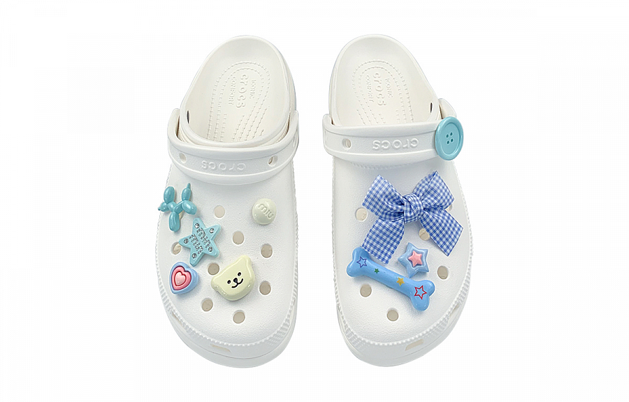 Crocs Classic Platform Clog Classic Cloud Clog Vintage Clogs Women's White Blue