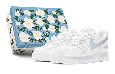 Nike Air Force 1 Air Force 1 Low Top Skateboard Shoes Women's Blue White