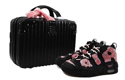 Nike Air More Uptempo High Top Vintage Basketball Shoes Women's Black Pink