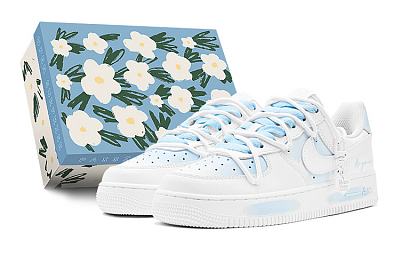 Nike Air Force 1 Low Top Skateboard Shoes Men's Blue White