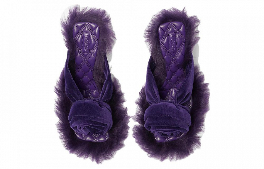 Burberry Floral-appliqué Velvet Sandals
