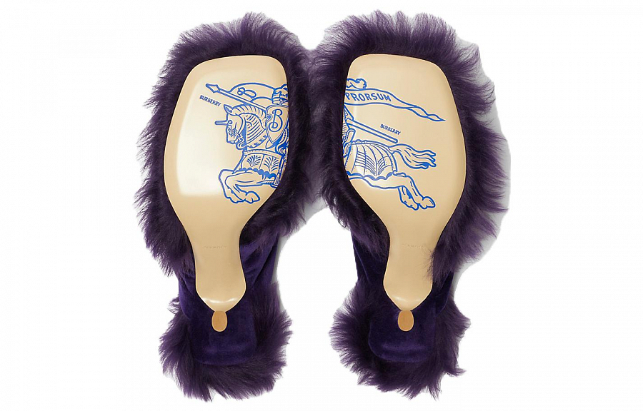 Burberry Floral-appliqué Velvet Sandals