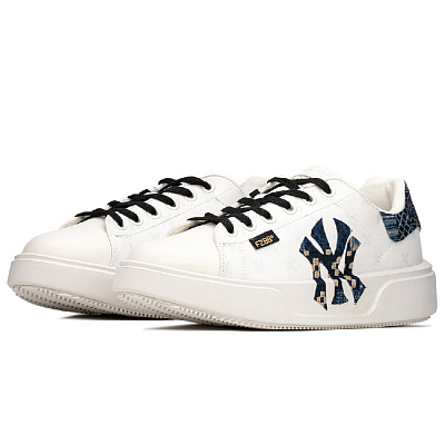 MLB Chunky Classic Slip-Resistant Low-Top Skateboard Shoes Unisex White Blue