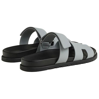 HERMES Chypre Slide Slippers Men's Gray Blue