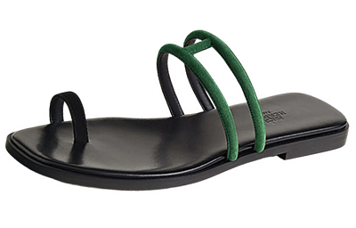 HERMES Abrasion Resistant Flip Flops Women's Black