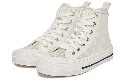 MLB Playball Anti-Slip And Wear-Resistant Lightweight Cushioning High-Top Canvas Shoes Unisex White
