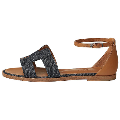 HERMES Santorini One Strap Sandals Women's Brown