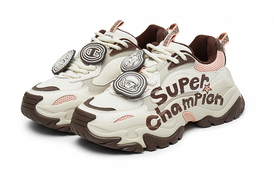 POP MART x Champion Molly Layered Shoes Champ XXL Molly Low-Top Chunky Sneakers Women's Coffee Brown купить в интернет-магазине Yoocart с быстрой доставкой по России.
