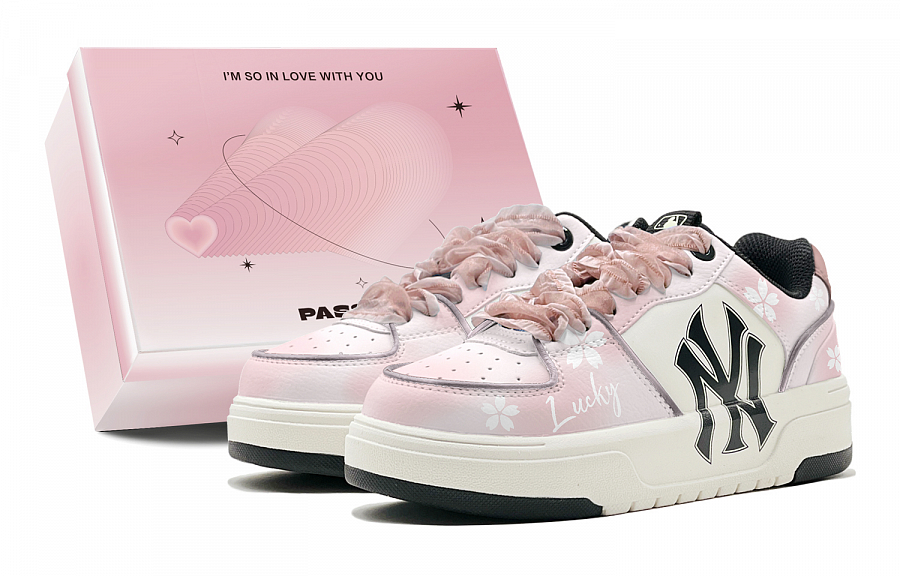 MLB Chunky Liner Romantic 520 Blue Cherry Blossom Love Casual Low-Top Skateboard Shoes Unisex Pink White