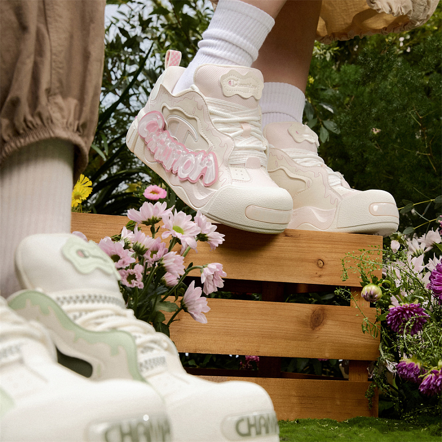 Champion Puffy Jelly Shoes Low Top Skateboard Shoes Unisex Washed Pink/Milk White купить в интернет-магазине Yoocart с быстрой доставкой по России.
