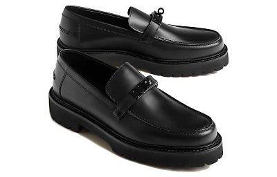 HERMES Icone Loafers Men's Black