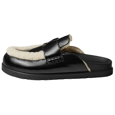 HERMES Go Closed Toe Slippers Women's Black