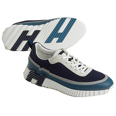 HERMES Bouncing Casual Shoes Men Low-Top Blue