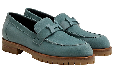 HERMES Faubourg Loafers Women's Blue