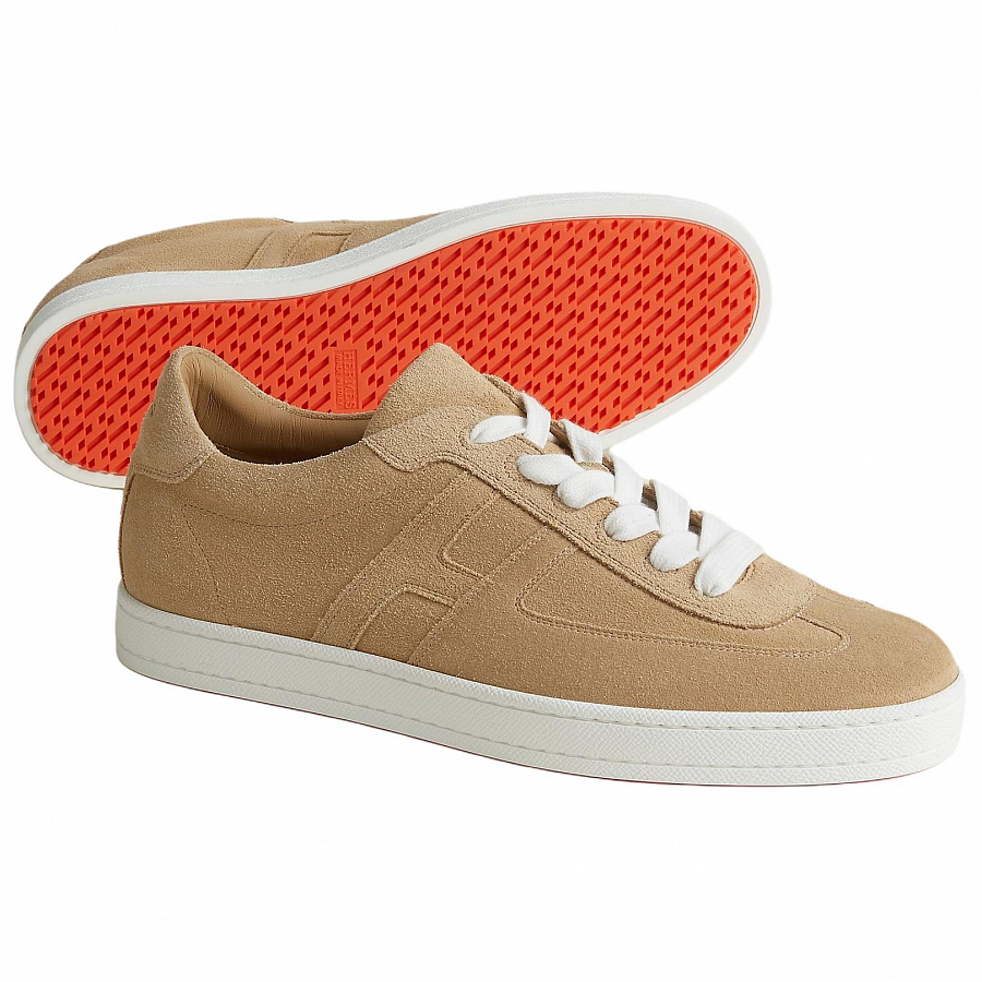 HERMES Boomerang Low Top Skateboard Shoes 2.6cm Men's Beige