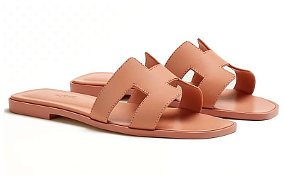 HERMES Oran Sandal Granit Rose Calfskin Leather