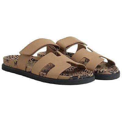 HERMES Chypre Slide Slippers Women's Brown