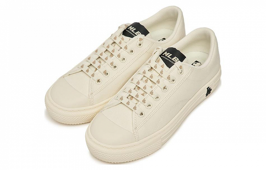 MLB Playball Anti-Slip Wear-Resistant Low-Top Canvas Shoes Unisex White