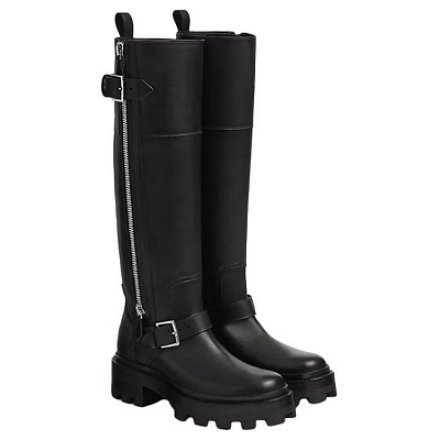 HERMES Jaime Knee high Boots 5cm Women's Black