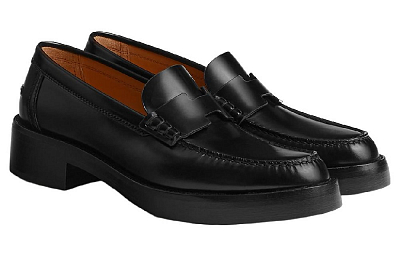 HERMES Hour Loafer Noir Calfskin Leather