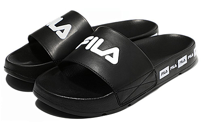 FILA Cozy Lightweight Thick Sole Unisex Black Korean Version Slippers