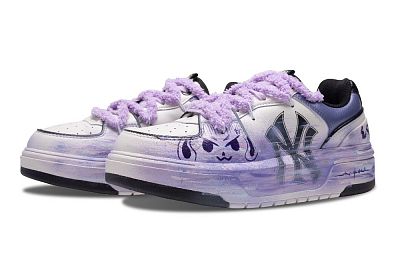 MLB Chunky Liner Slip-Resistant Water-Resistant Height Increasing Low-Top Skateboard Shoes Unisex Blue Purple