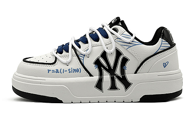 MLB Chunky Liner Minimalist Style Preppy Style Function Graffiti Low-Top Skateboard Shoes Unisex Blue White
