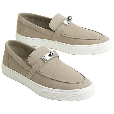 HERMES Slip-On Game Loafers Men's Gray
