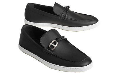 HERMES Chaine D'Ancre Loafers Men's Black