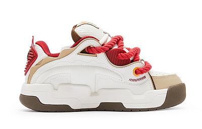 Champion Dragonman Series Skateboard Shoes Women's Low-Top Milk White/New Year Red
