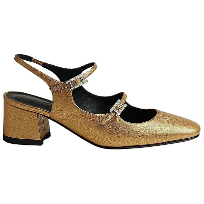 HERMES Jackie Spool Heel High Heels 6cm Women's Gold