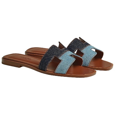 HERMES Oran Slide Slippers Women's Blue
