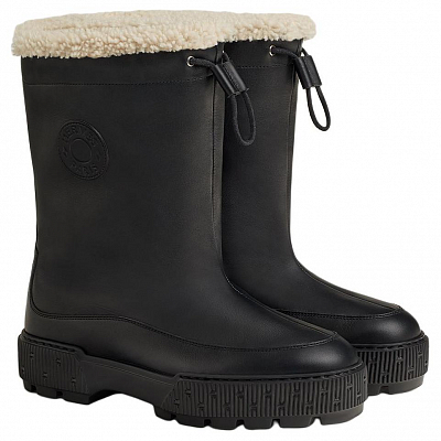 HERMES Ankle Boots 4cm Women's Black