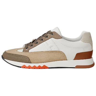 HERMES Trail Low Top Casual Shoes 3cm Men's Beige