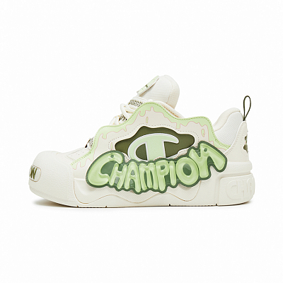 Champion Puffy Jelly Shoes Low Top Skateboard Shoes Unisex Milk White/Lime Cream