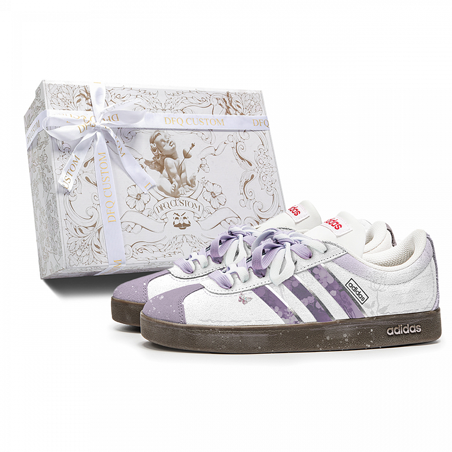 Adidas Neo VL Court 2.0 Wisteria Anti Slip Wear Resistant Low Top Skateboard Shoes Unisex Purple Brown купить в интернет-магазине Yoocart с быстрой доставкой по России.