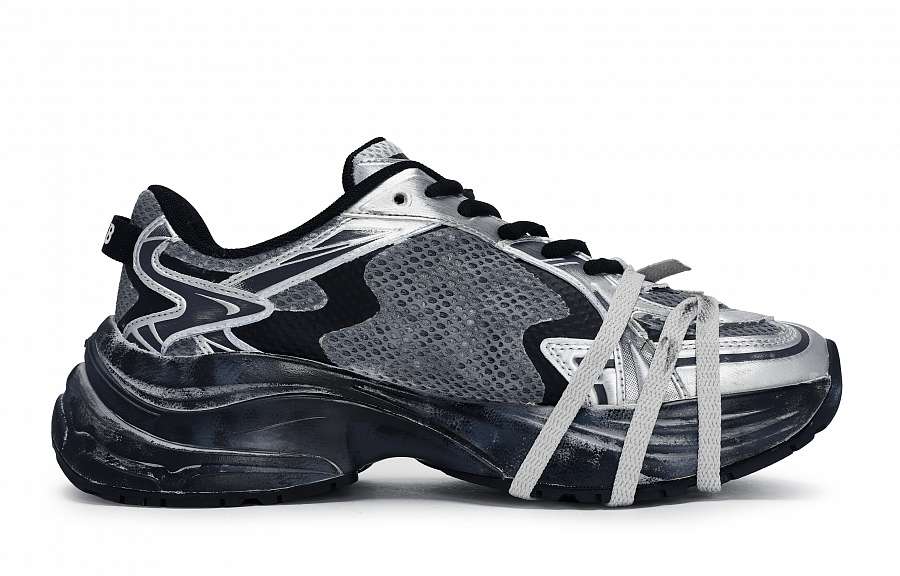 MLB New York Yankees Anti Slip Wear Resistant Low Top Running Shoes Unisex Black Gray Silver