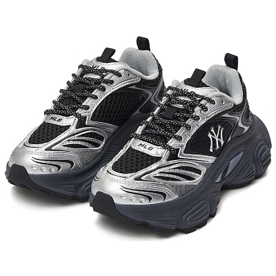 MLB New York Yankees Anti-Slip Wear-Resistant Low-Top Chunky Sneakers Unisex Black