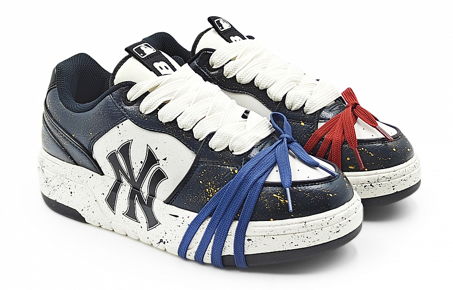MLB Chunky Liner Abrasion Resistant Slip Resistant Low Top Skateboard Shoes Unisex Navy Blue