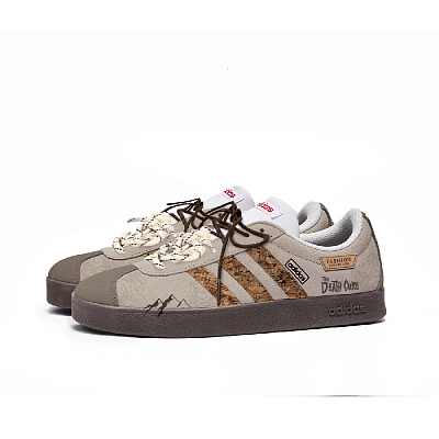 Adidas Neo VL Court 2.0 P.M.S Rock Vein Anti Slip Wear Resistant Low Top Skateboard Shoes Unisex Brown White