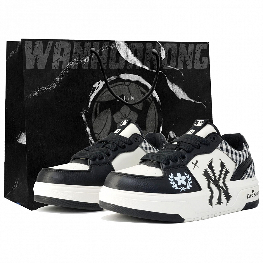MLB Chunky Liner Slip-Resistant Low-Top Skateboard Shoes Unisex Black White