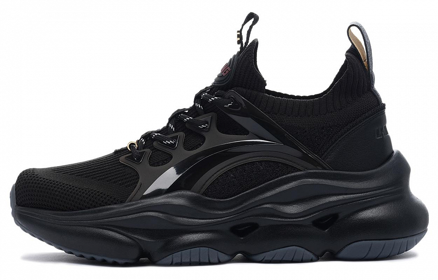 LiNing Shock Absorbers With Slip Resistant And Abrasion Resistant Properties Mid Top Casual Shoes Women's Black