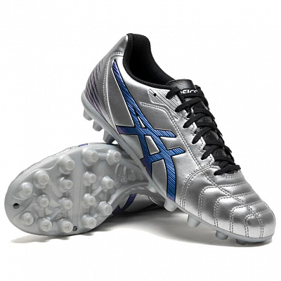 Asics Ds Light Club Lightweight And Wear resistant Soccer Shoes Unisex Silver Blue