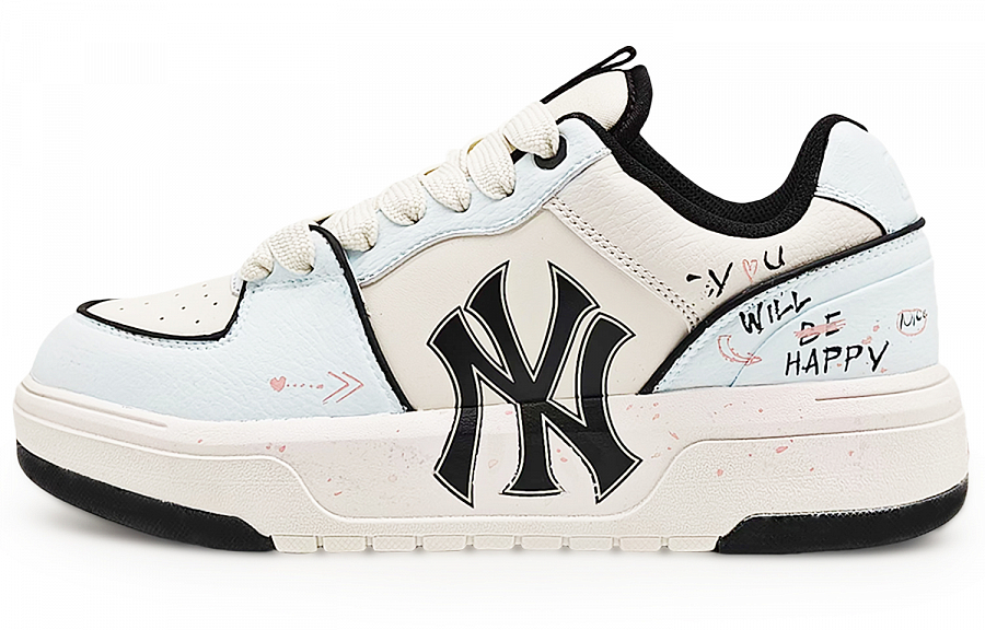 MLB Chunky Liner Wear-Resistant Height Increasing Low-Top Skateboard Shoes Unisex Blue White