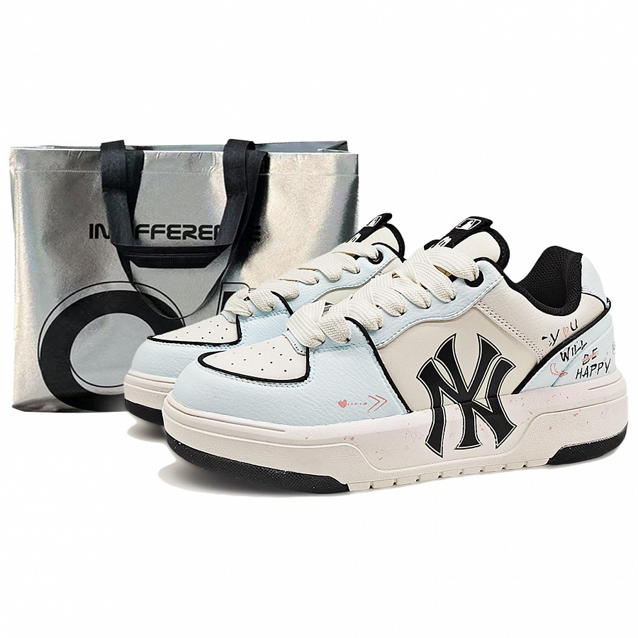 MLB Chunky Liner Wear-Resistant Height Increasing Low-Top Skateboard Shoes Unisex Blue White