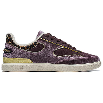 LI NING 1990 Anti Slip Wear Resistant Low Top Skateboard Shoes Women's Deep Purplish Red