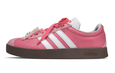 Adidas Neo VL Court Lifestyle Anti Slip Wear Resistant Low Top Skateboard Shoes Unisex Pink White