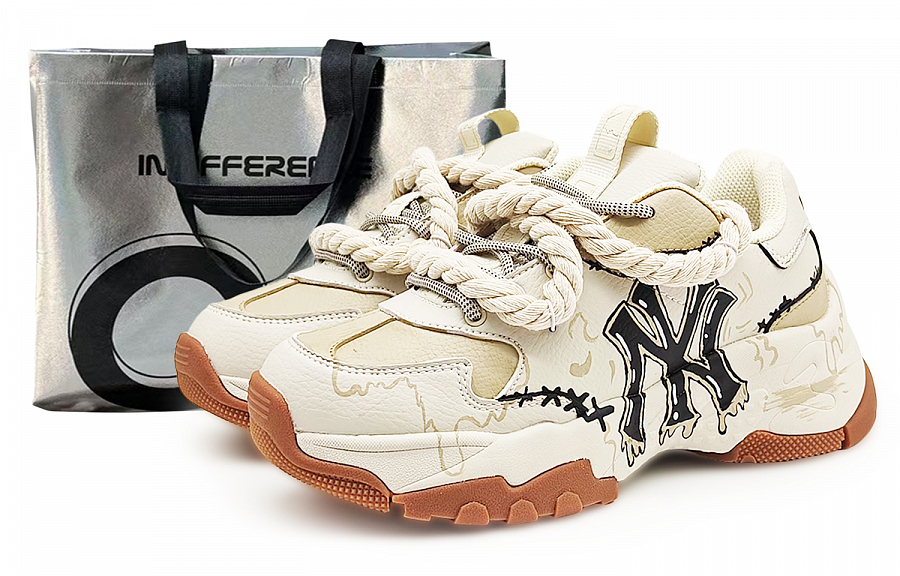 MLB Non-slip Support Low-Top Chunky Sneakers Unisex Beige Brown Black