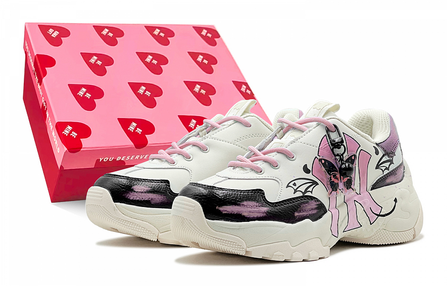 MLB Big Ball Chunky Moisture-wicking Low-Top Chunky Sneakers Unisex Black Pink White